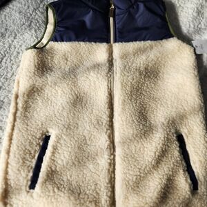 Carter's Cream and Navy Sherpa Vest
